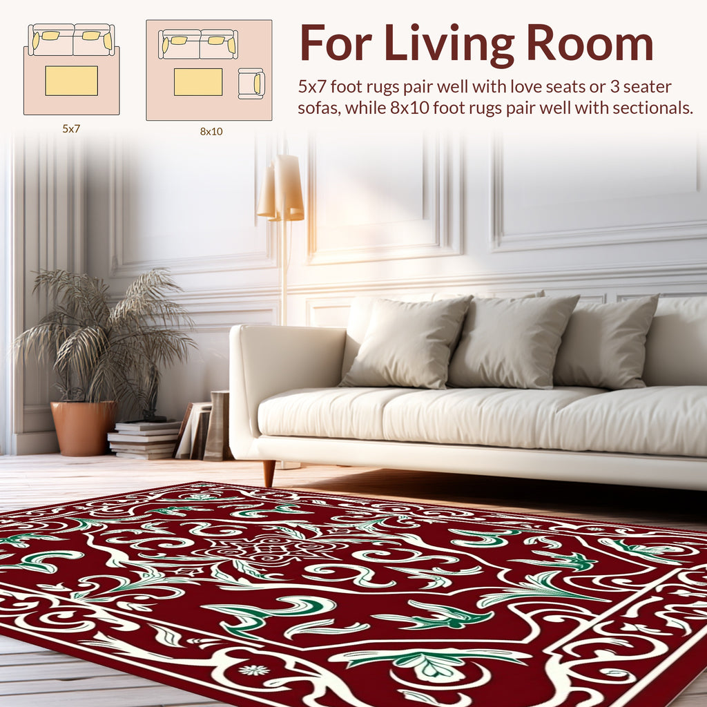 Rich Floral Swirl Decorative Rug