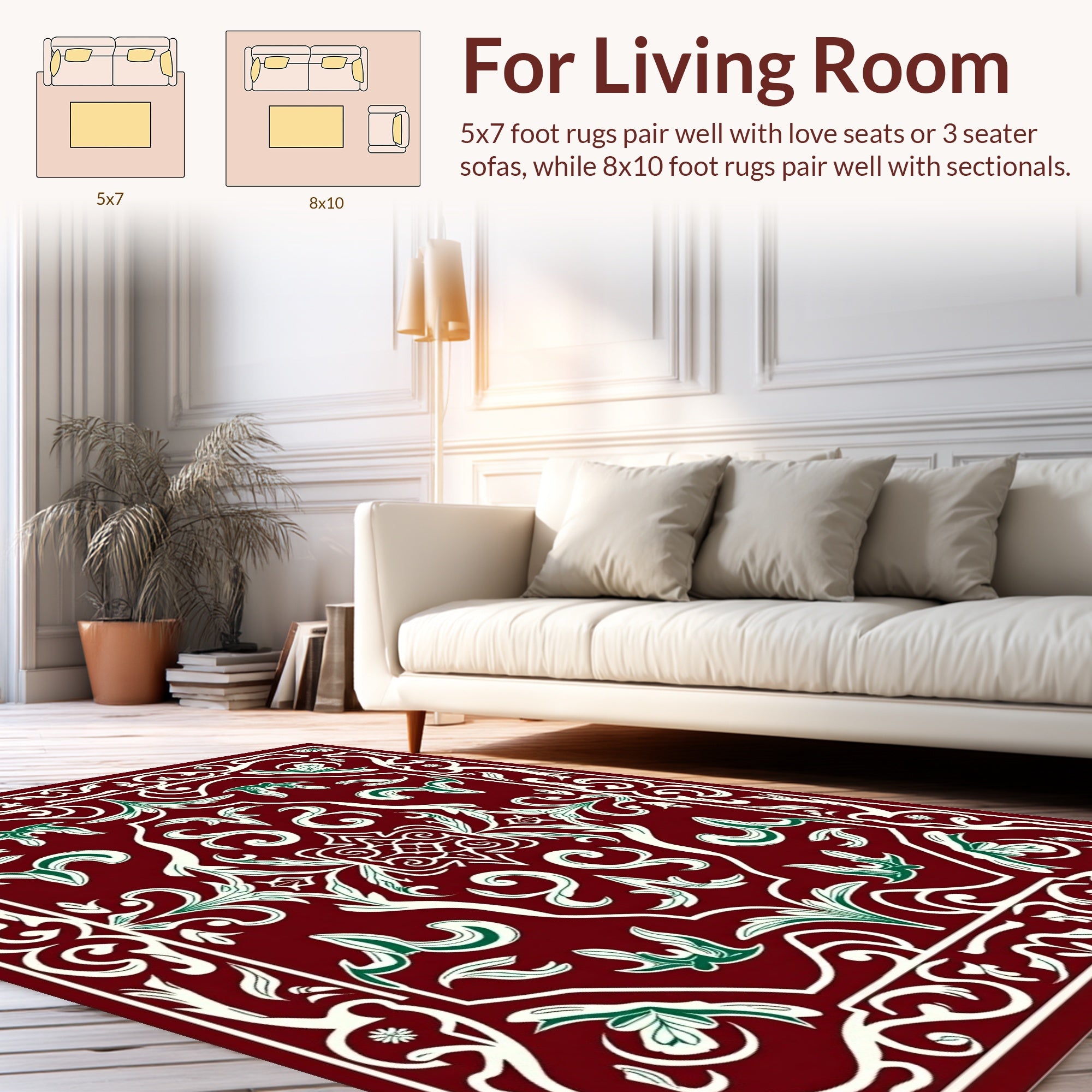 Rich Floral Swirl Decorative Rug