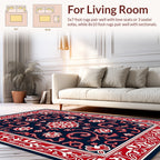 Rich Red White Floral Scroll Rug