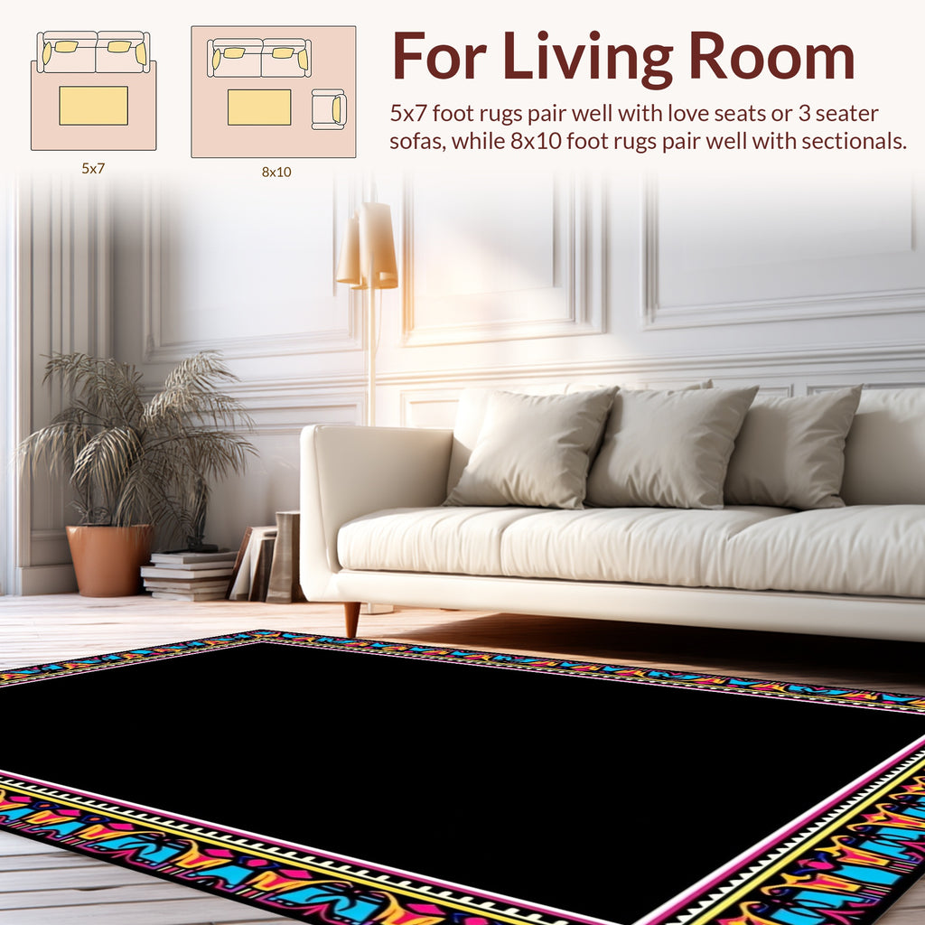 Bold Jewel Toned Geometric Pattern Rug