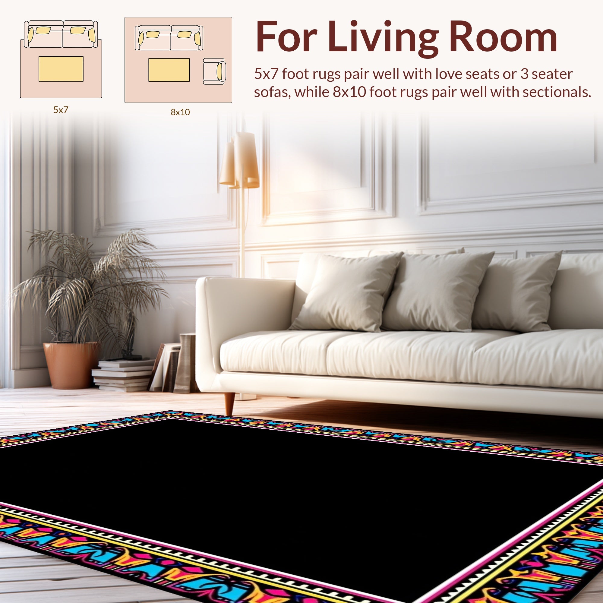 Bold Jewel Toned Geometric Pattern Rug