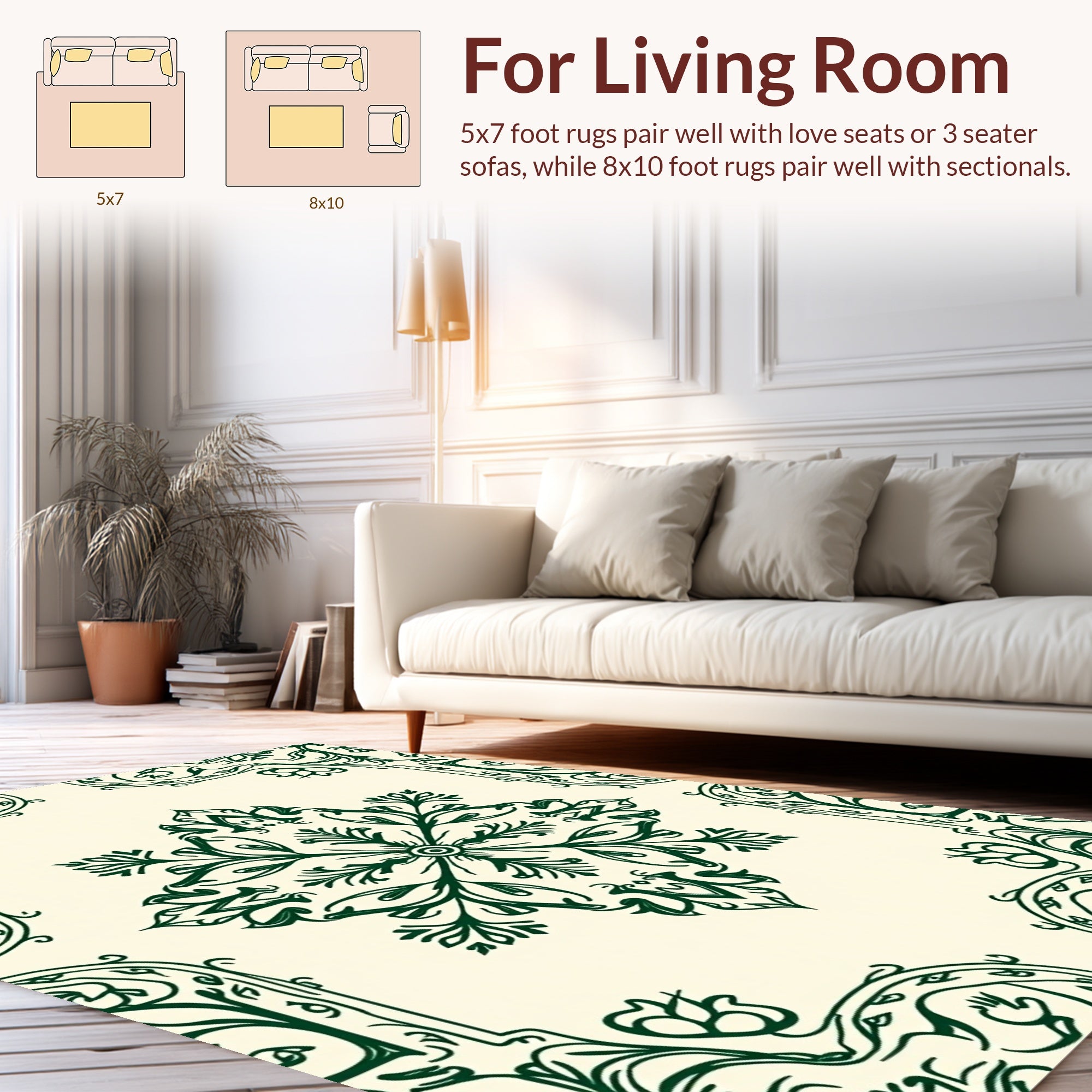 Ornate Floral Scrollwork Pattern Design Rug