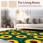 Bright Yellow Sunflowers Floral Pattern Rug