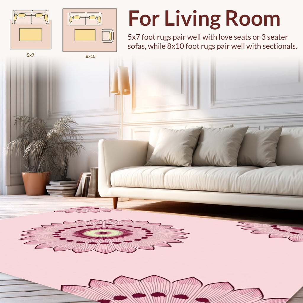 Pink Floral Mandala Design Rug