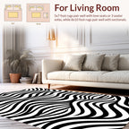 Bold Black White Wavy Pattern Rug