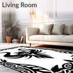 Tribal Dragon Black Outline Border Rug