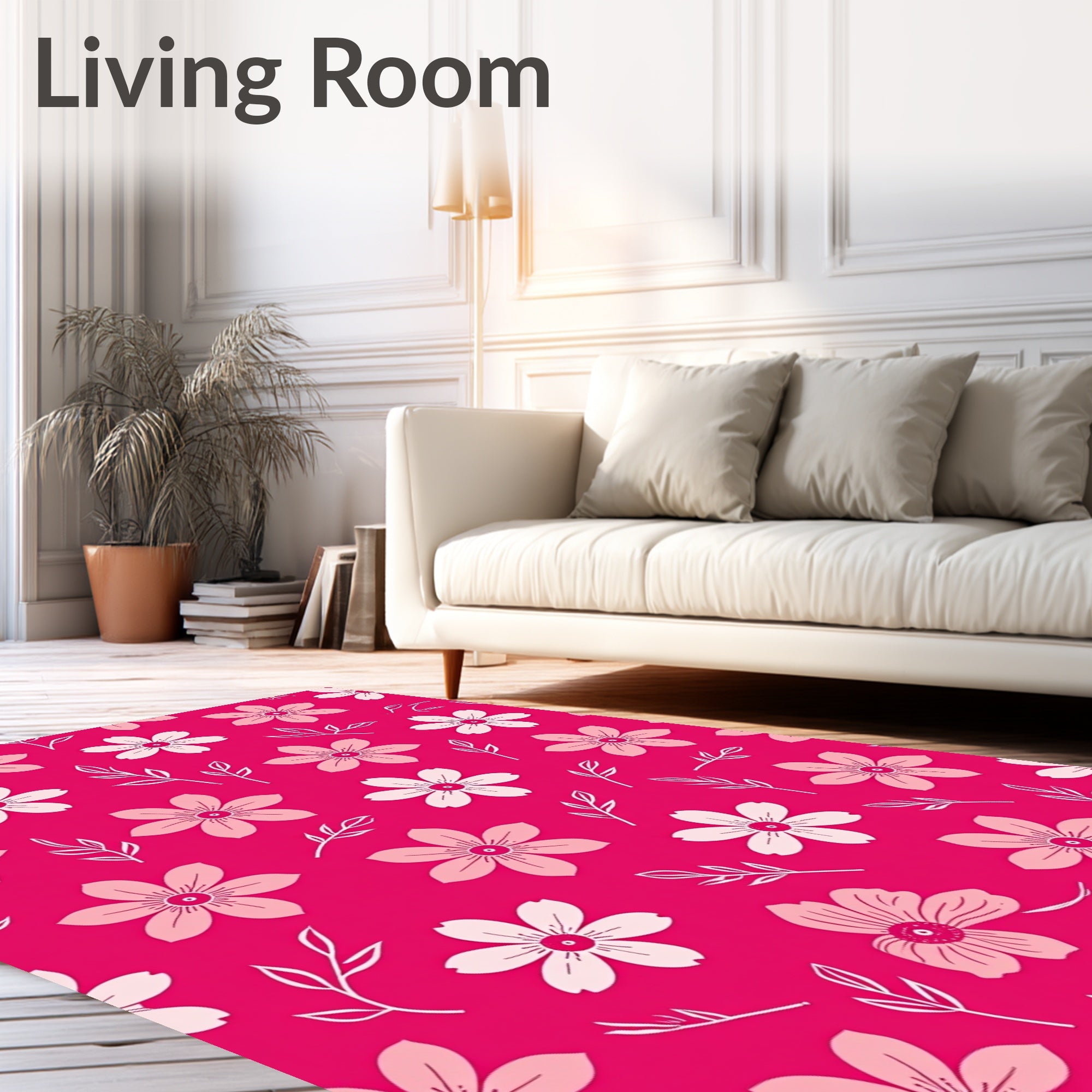 Pink Floral Delightful Pattern Rug