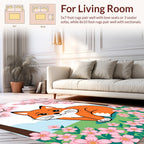 Cute Fox Amongst Pink Cherry Blossoms Rug