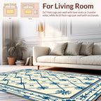 Blue Floral Lattice Border Design Rug