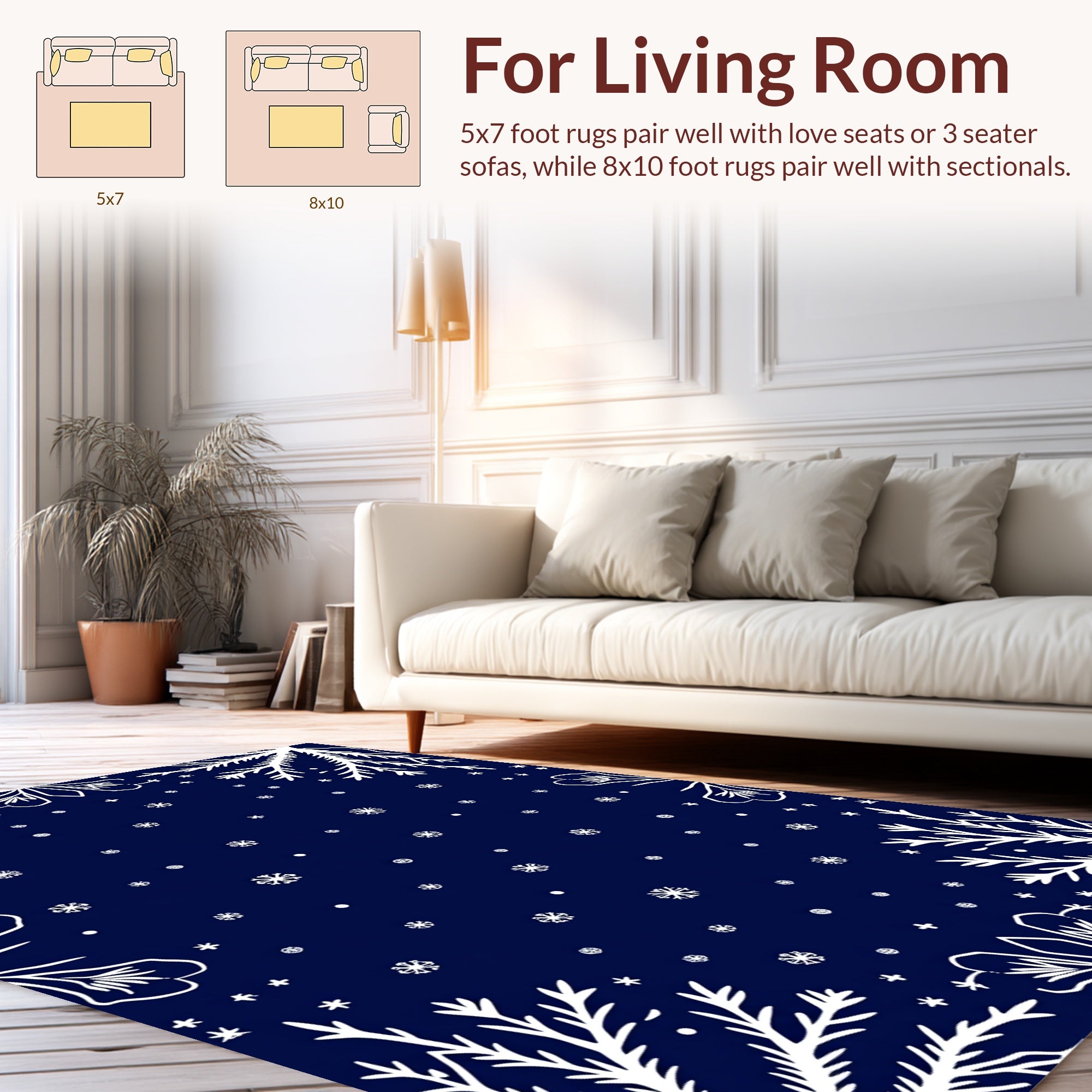 White Snowflake Floral Pattern Rug