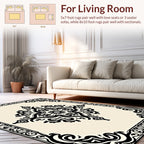 Black Damask Floral Ornate Design Rug