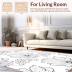 Floral Outline Sketch Pattern Rug