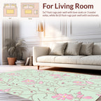 Whimsical Pink Flower Vine Pattern Rug