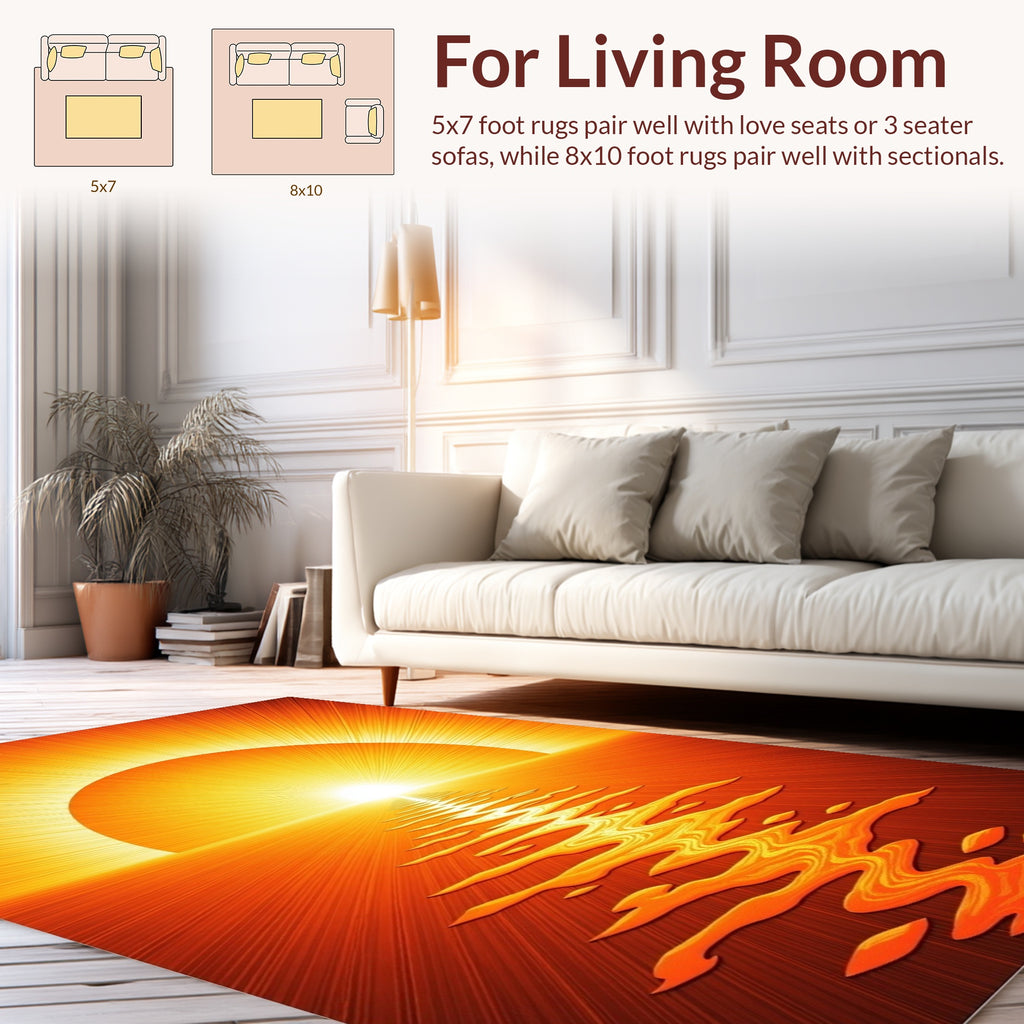 Radiant Sunburst Sunset Ocean Path Rug