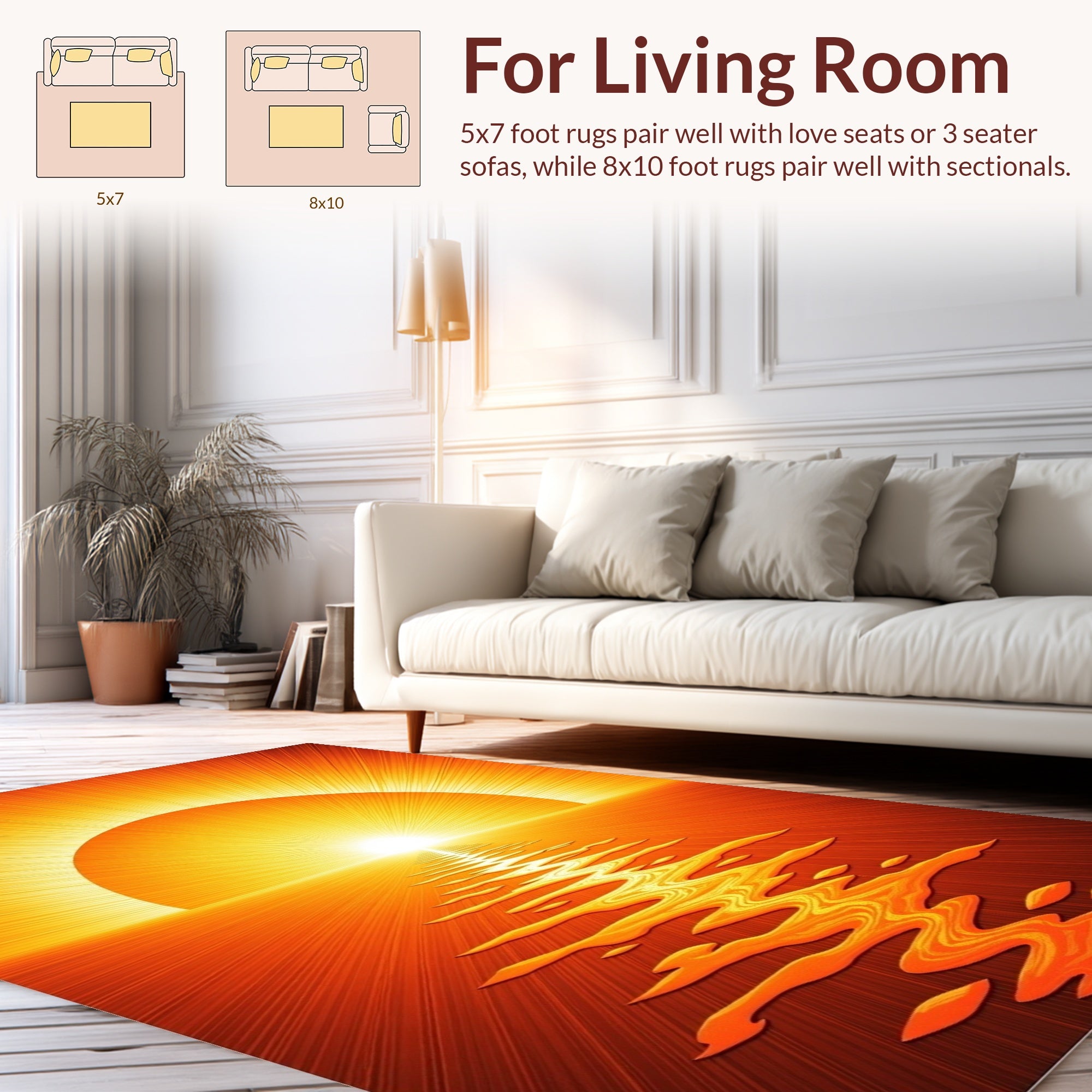 Radiant Sunburst Sunset Ocean Path Rug