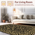 Black Gold Ornate Floral Design Rug