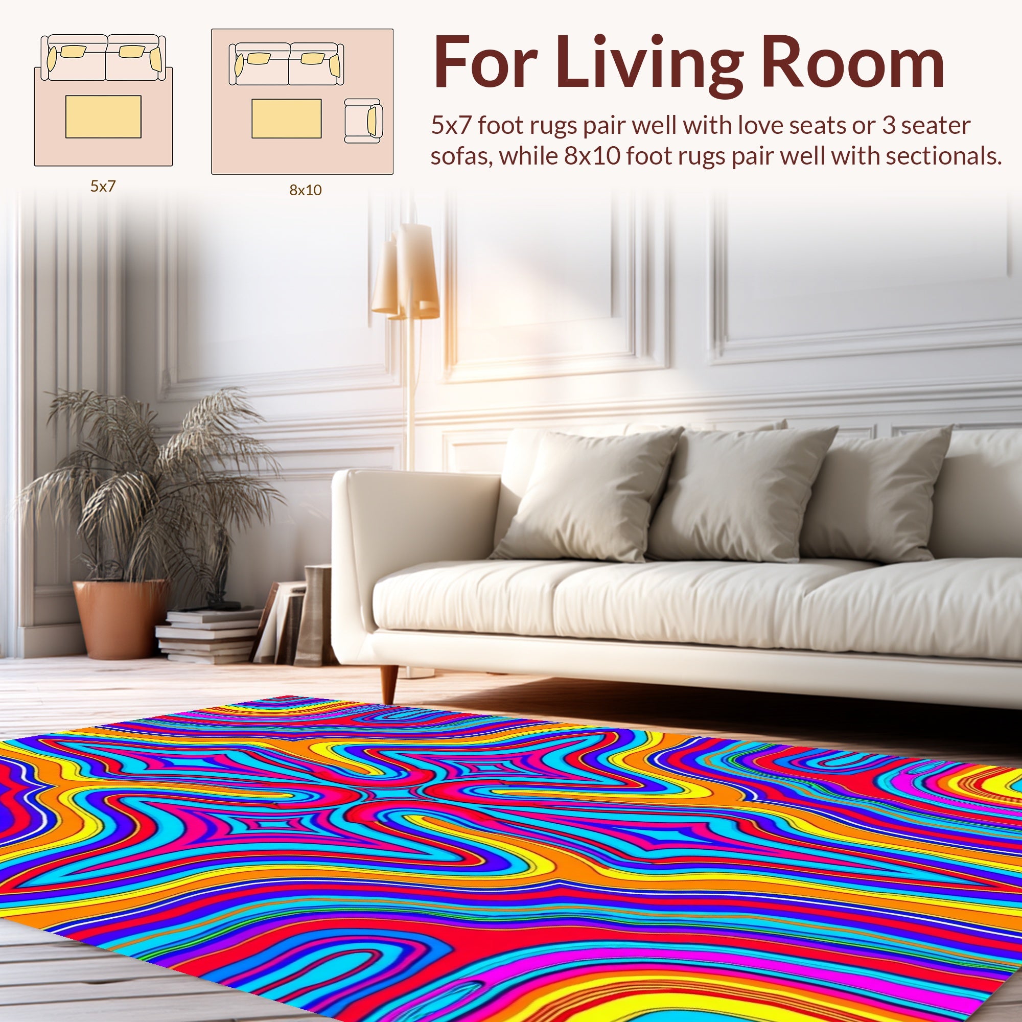 Retro Psychedelic Swirl Pattern Rug