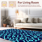 Abstract Cyan Geometric Symmetry Design Rug