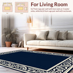 Elegant Ivory Scrollwork Border Rug