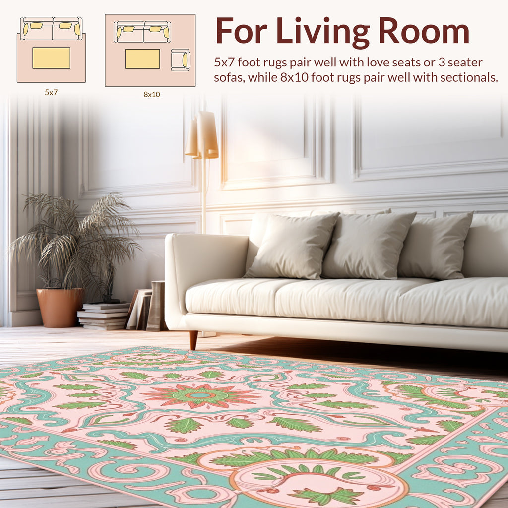 Elegant Floral Swirls Pattern Rug