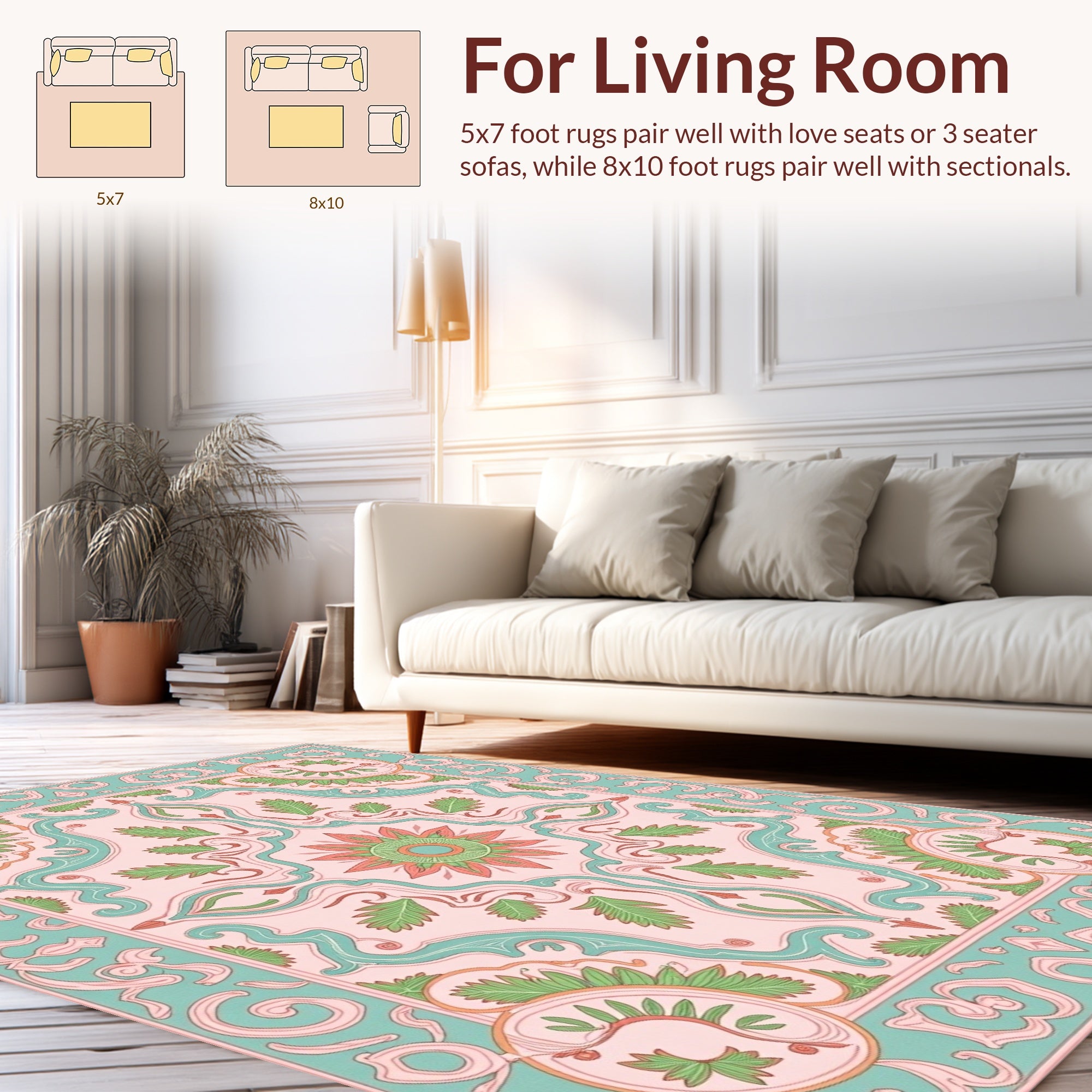 Elegant Floral Swirls Pattern Rug
