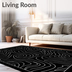 Abstract Black White Contour Pattern Rug