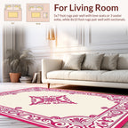Ornate Pink Floral Medallion Border Rug