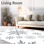 Silver Snowflake Winter Cascade Rug