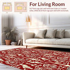 Crimson and Ivory Art Nouveau Floral Rug