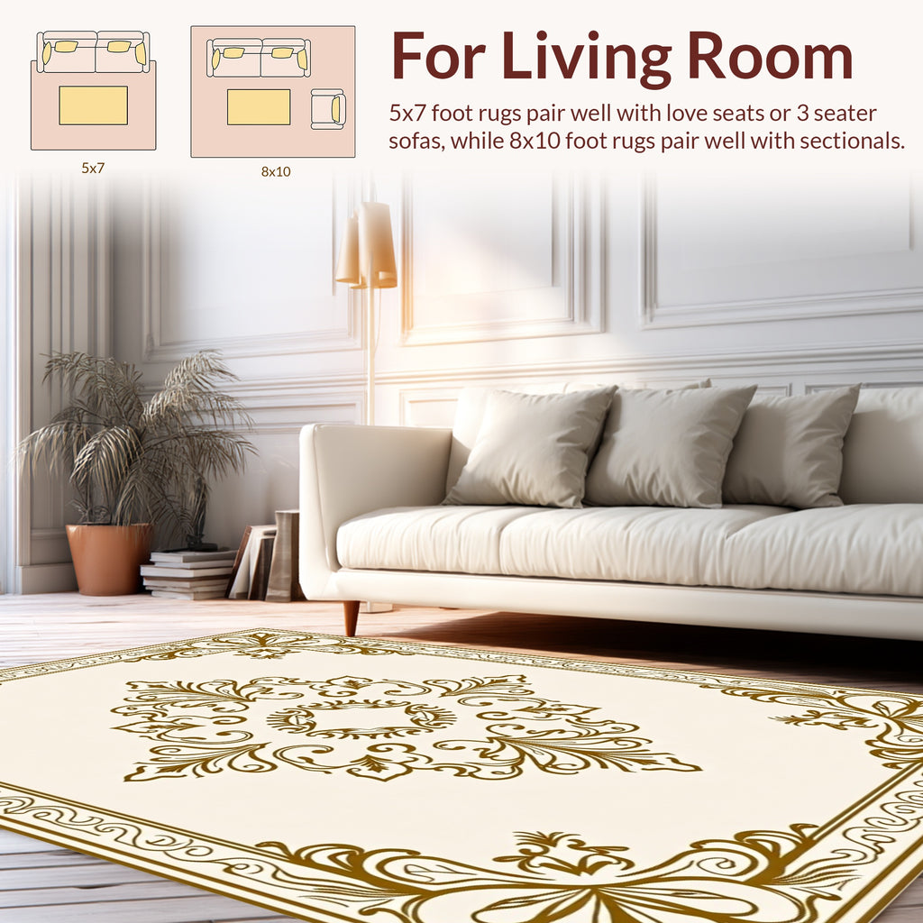 Elegant Floral Scroll Work Rug