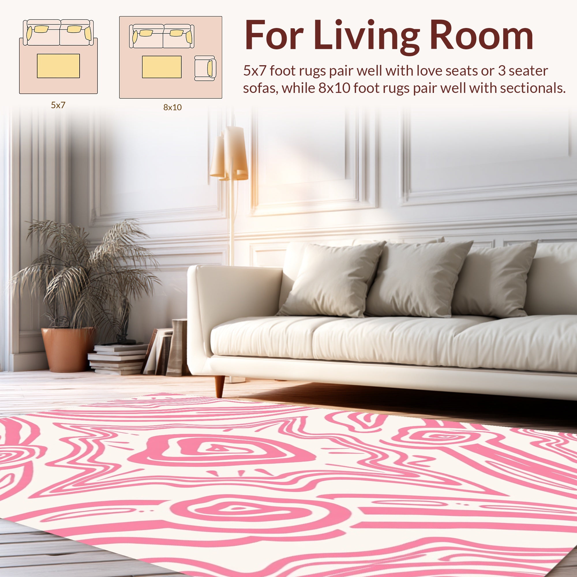 Abstract Pink Swirl Pattern Rug