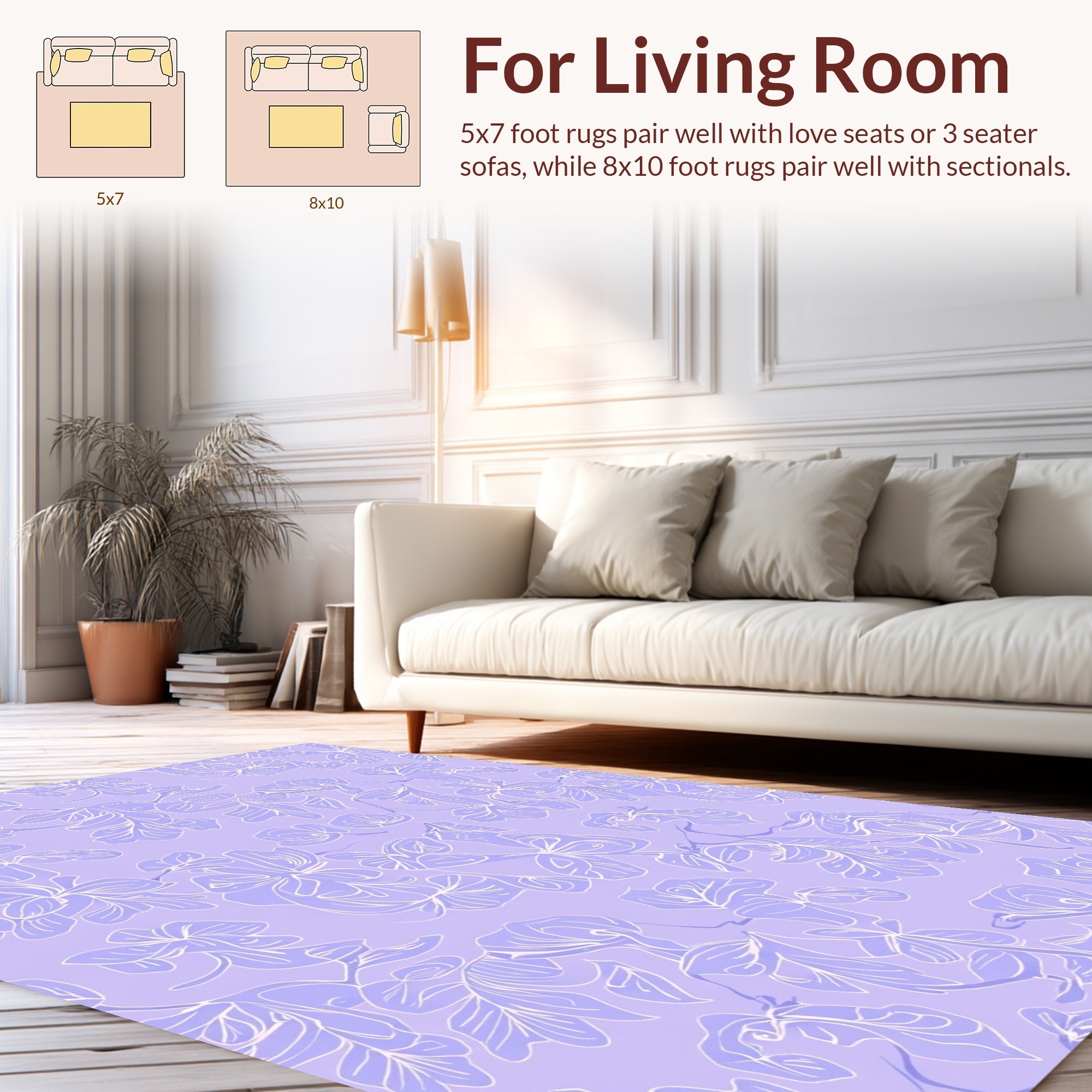 White Floral Vine Pattern Rug