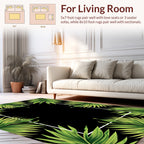 Lush Green Palm Leaf Tropical Border Rug