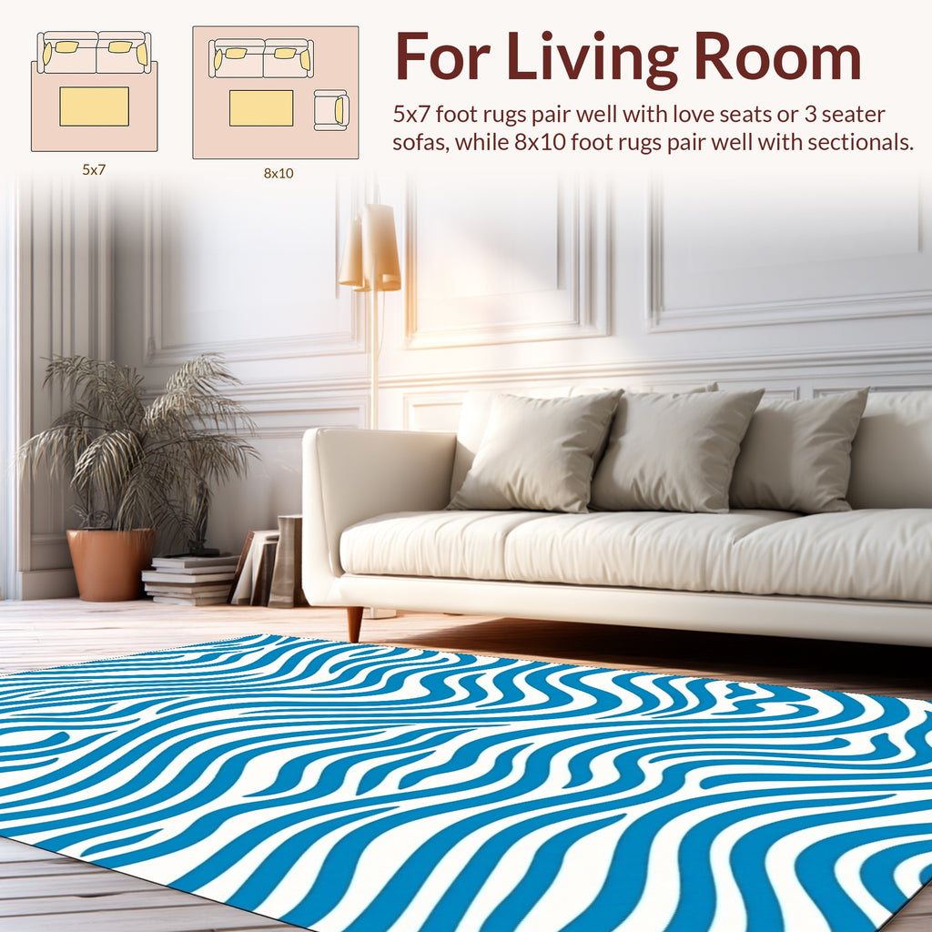Blue Wave Pattern Abstract Rug