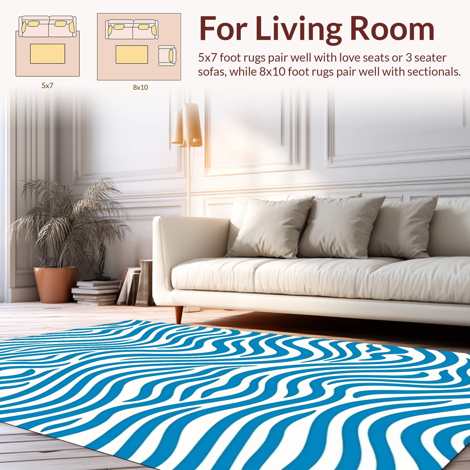 Blue Wave Pattern Abstract Rug