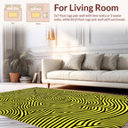 Bold Black Yellow Maze Pattern Rug