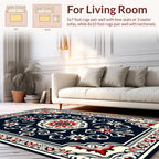 Classic Red Floral Medallion Dark Rug
