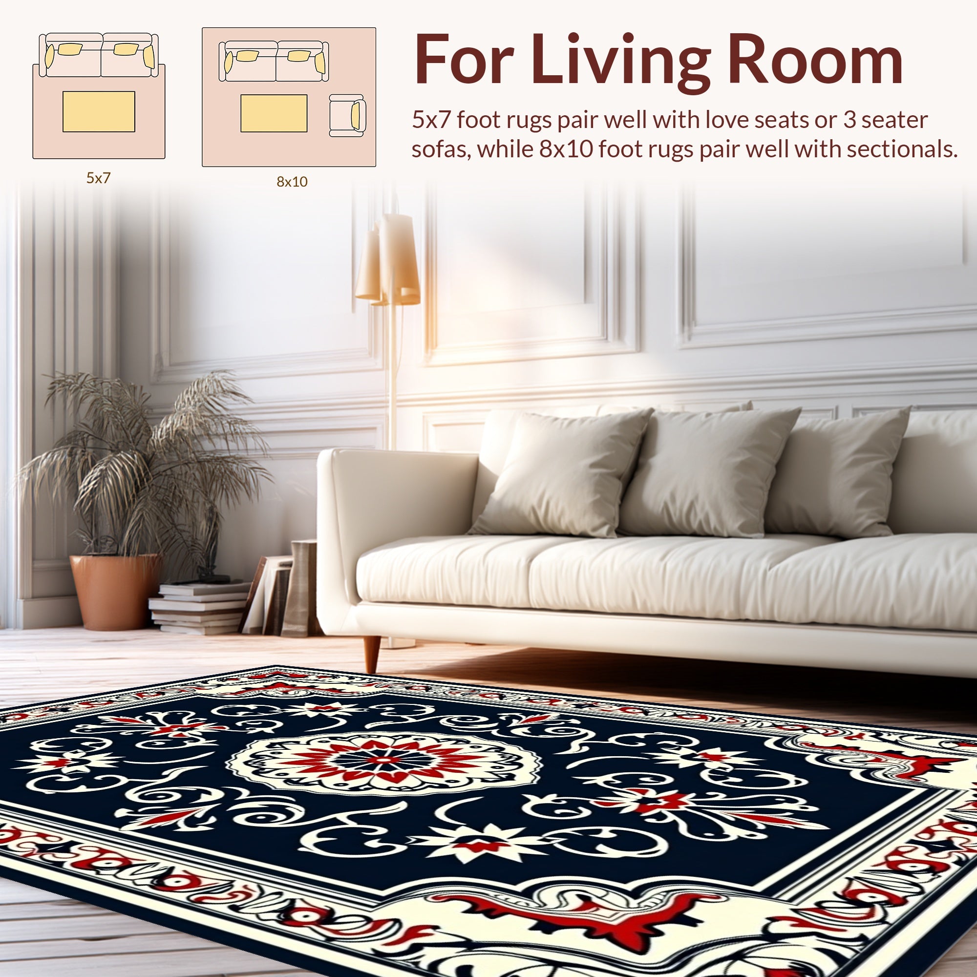 Classic Red Floral Medallion Dark Rug