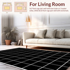 Classic Black White Grid Pattern Rug