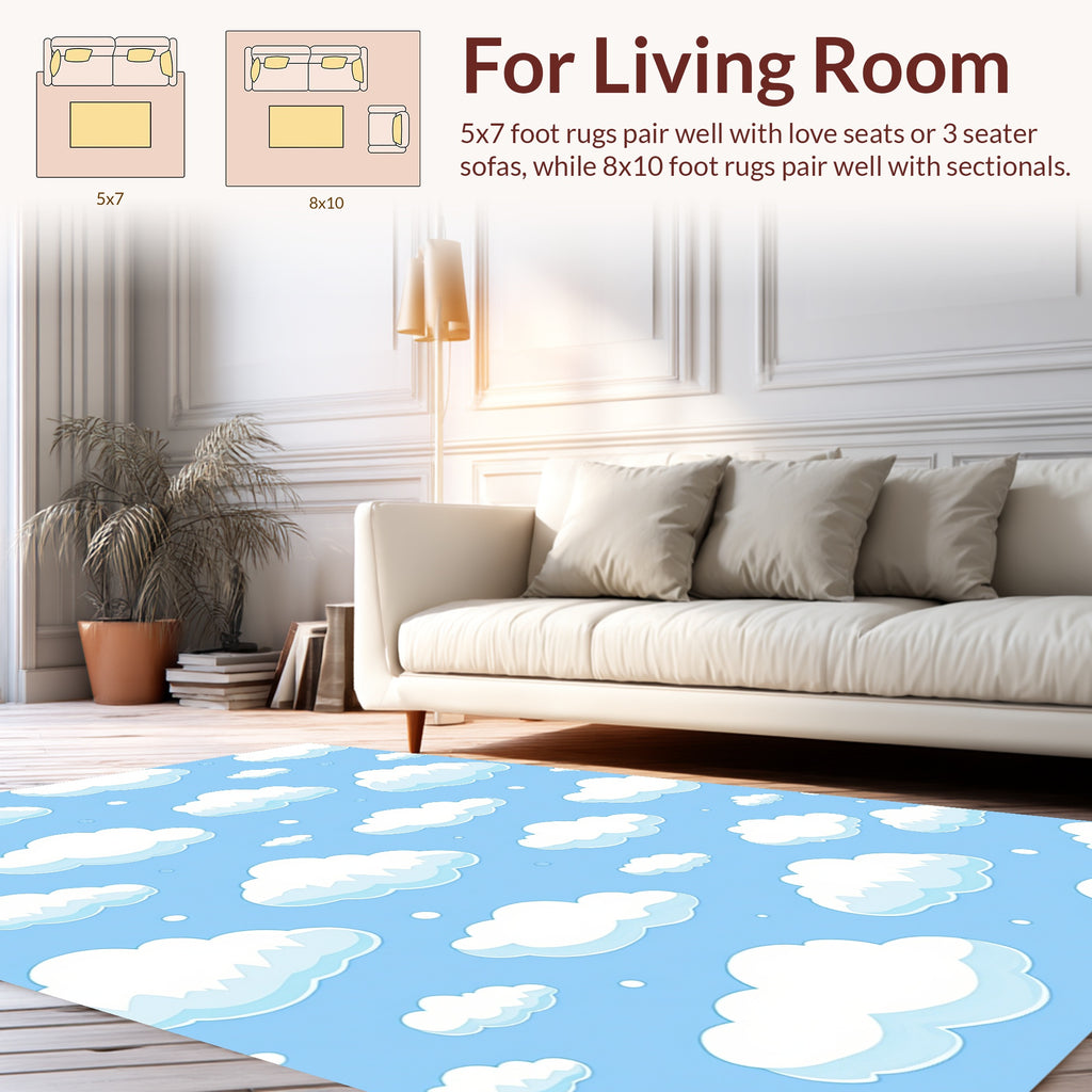 Fluffy Clouds Sky Pattern Rug