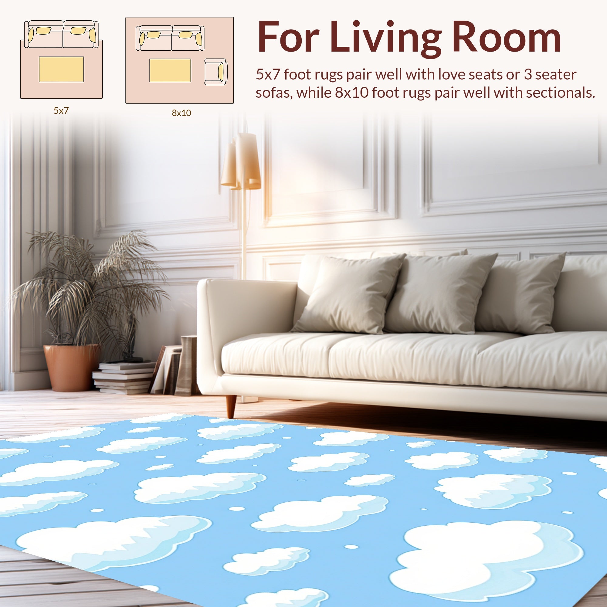 Fluffy Clouds Sky Pattern Rug