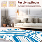 Abstract Blue Swirling Lines Rug