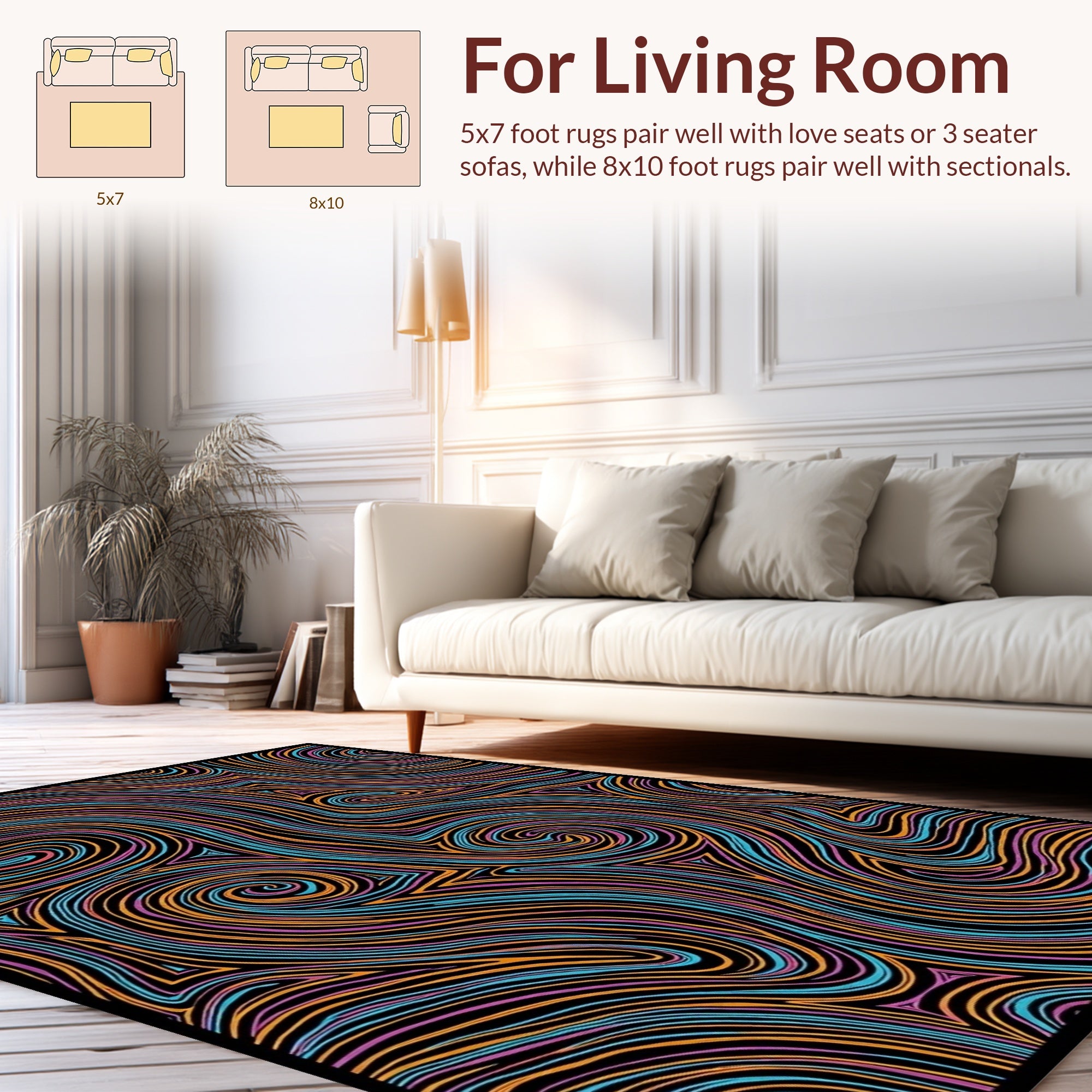 Abstract Swirls In Vibrant Colors Rug