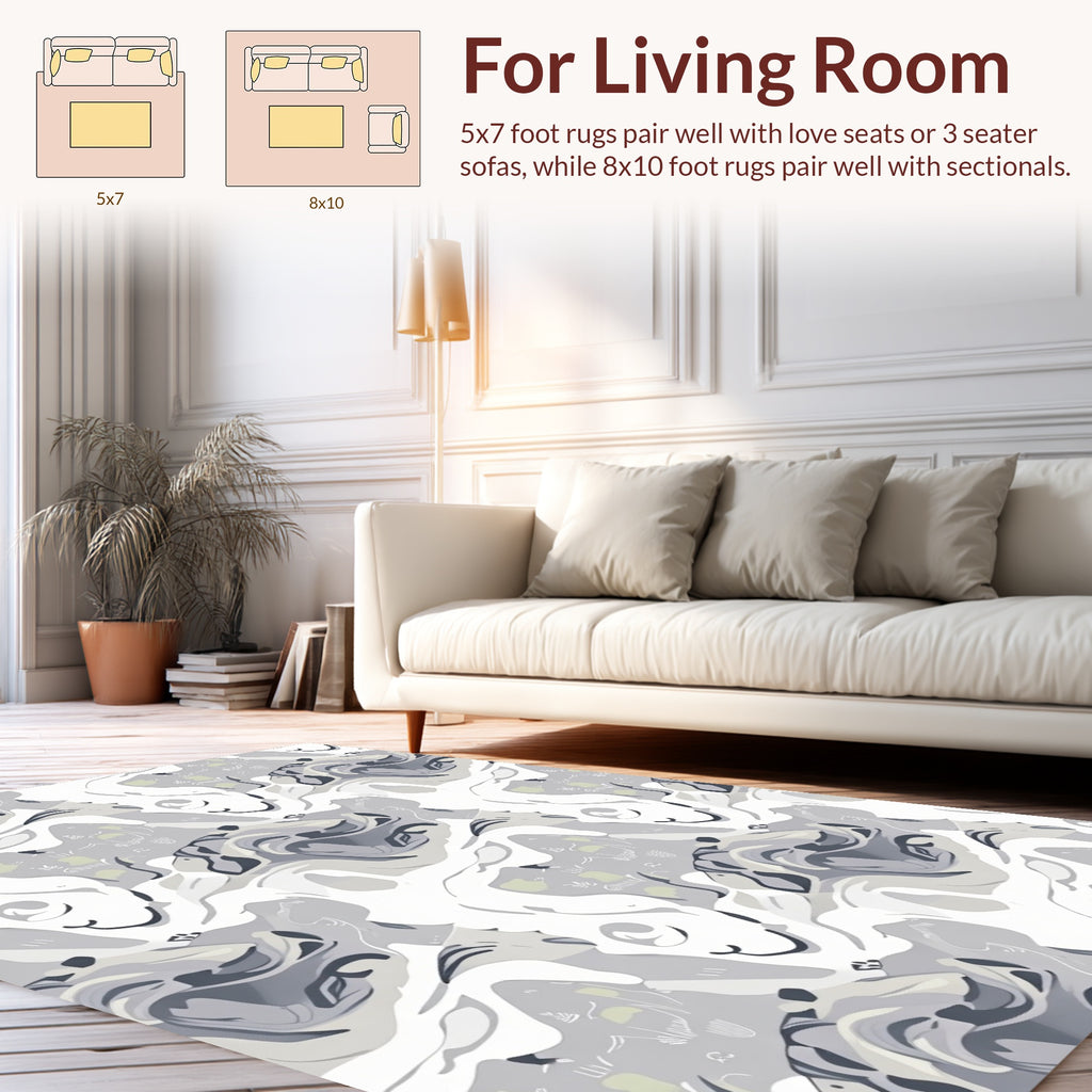 Abstract Swirls Contemporary Pattern Rug