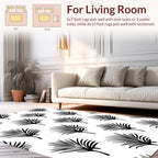 Black Palm Frond Patterned Design Rug
