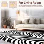 Bold Wave Patterned Monochrome Design Rug