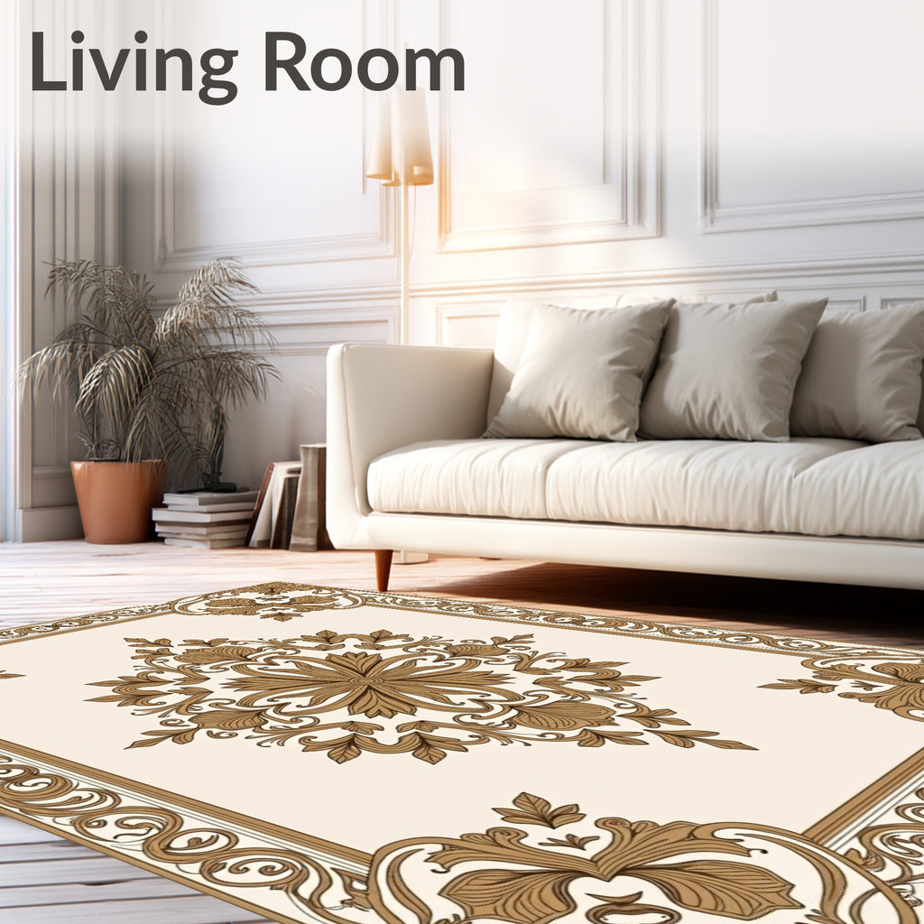 Ornate Floral Medallion Frame Pattern Rug