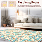 Floral Vine Patterned Border Rug