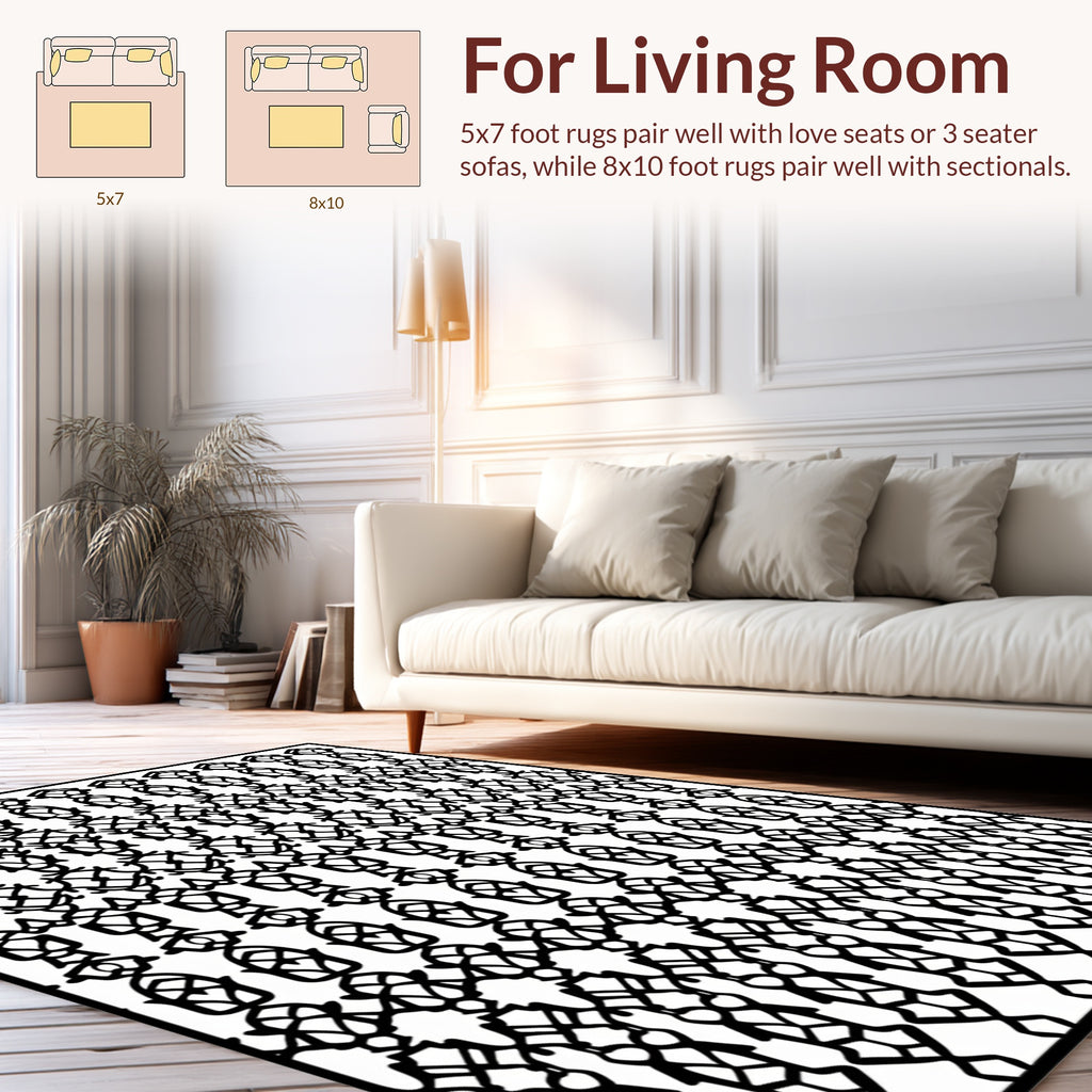 Abstract Interlocking Geometric Pattern Rug