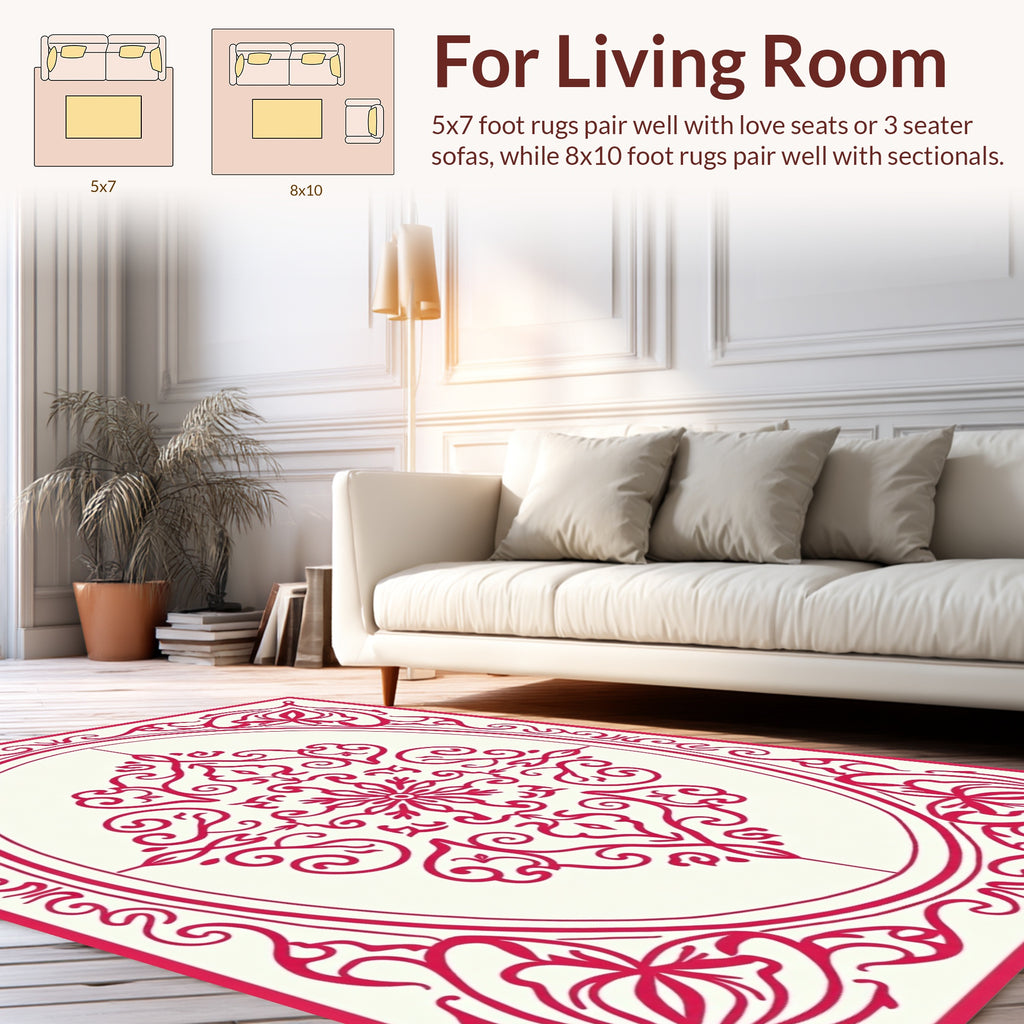 Ornate Red Floral Medallion Design Rug